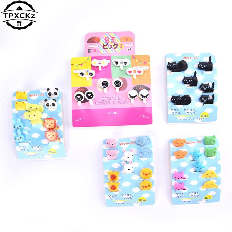 6-10pcs Mini Skewers Cute Cartoon Eyes Kawaii Lunch Bento Box Food Fruit Picks Fork Sticks Buffet Sandwich Toppers Party Decor