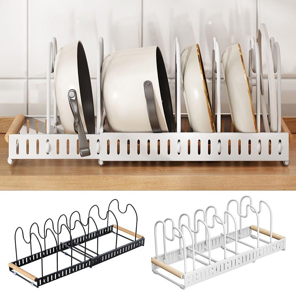 Adjustable Length Kitchen Racks Organizer Expandable Pot Lid Holder Pot Lid Rack  Cooking Space