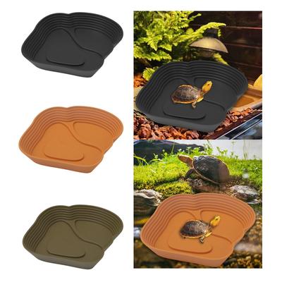 Reptilien Wasserschale Schildkröten Badebecken PP-Material Terrarium Futterplatte Benutzerfreundlich für Schildkröten Zubehör Einrichtung