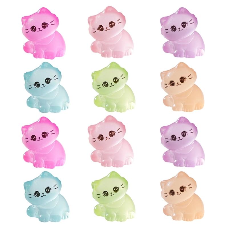 

12PCS Noctilucence Cats Figure Miniature Fairies Garden Accessories Resin Figurine For Aquarium Landscape Craft Project 1