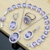 Purple Gem Amethyst 925 Silver Jewelry Sets Earrings Rings Accessories Women Wdding Monkey Necklace Set