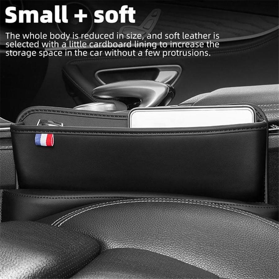1PC Car Console Side Seat Gap Filler Storage Box PU Leather Front Seat Organizer
