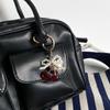 3D  Cherry Keychain Pearl Bow Silver Heart Pendant Keyring Women'S Bag Accessories Gifts