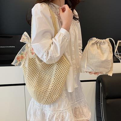 Leisure Large-capacity Tote Bag New 2025 Spring Straw Bag Lazy Wind Shoulder Bag Vacation Beach Bag Women's Bag