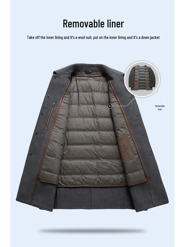 Herren Mittellanger Doppelseitiger Kaschmirwollmantel - Herbst/Winter Verdickter Papas Leichter Business-Übermantel