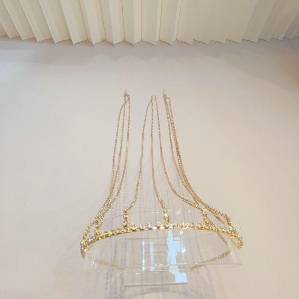 Exaggerated Design Rhinestones Tassel Headband Luxury Shiny Hair Accessories Daily Wear