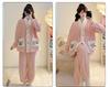 Women’s Winter Coral Fleece Pajama Set - Long Sleeve Flannel Cardigan, Thick Warm Plus Size Home Wear
