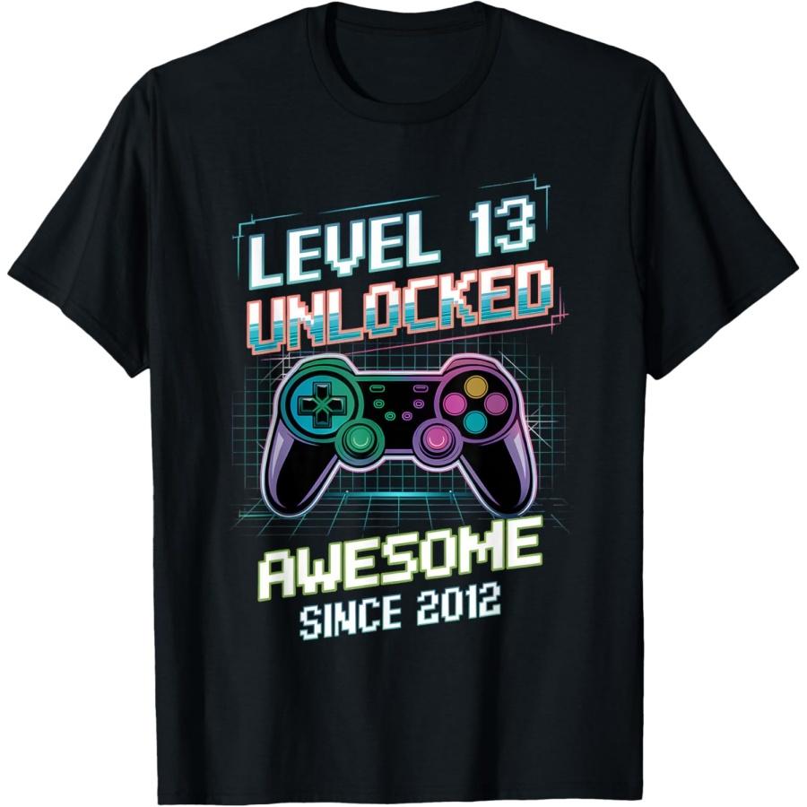 13th Birthday Boy Gamer Level 13 Unlocked Awesome Since 2012 T-Shirt XXXXXL