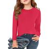 Boy And Girls Solid Color Long Sleeved T-shirt Round Neck Solid Color T-shirt