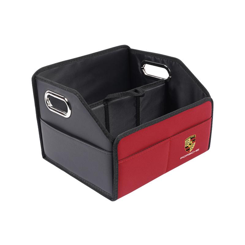 Car Trunk Organizer Folding Storage Box Leather Accessories For Porsche Panamera Taycan 911 718 Macan Cayenne Boxster Cayman 918
