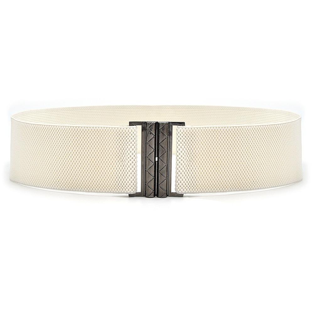 Fashion Metal Buckle Women Elastic Band Waist Defining Solid Color Stretch Waistband Comfortable Waist Corset Ladies Female