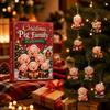 Holiday Party Supplies Piggy Family Advent Calendar, 2D Flat Acrylic 24 Days Hanging Decor Ornaments, Decorative Christmas Countdown Gift Box