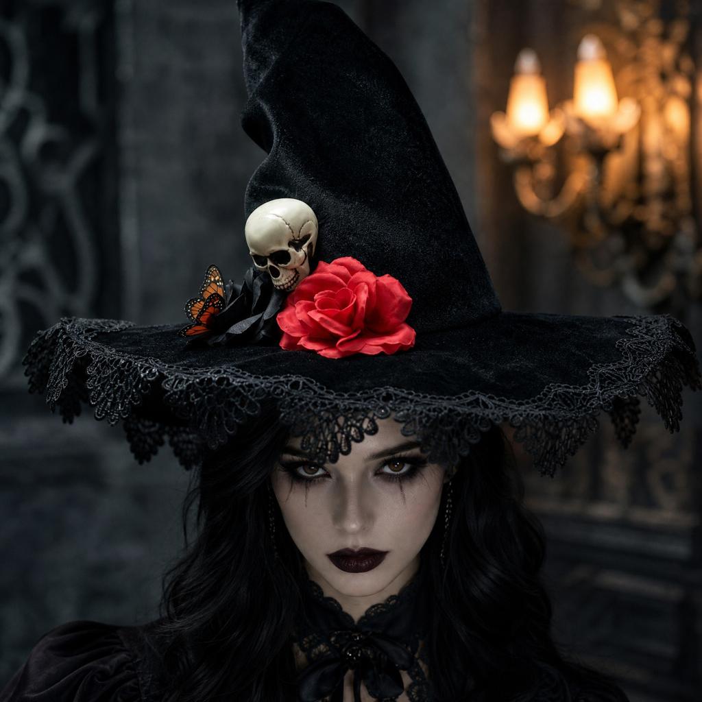 Large Ruffled Witch Hat for Halloween Costume Party