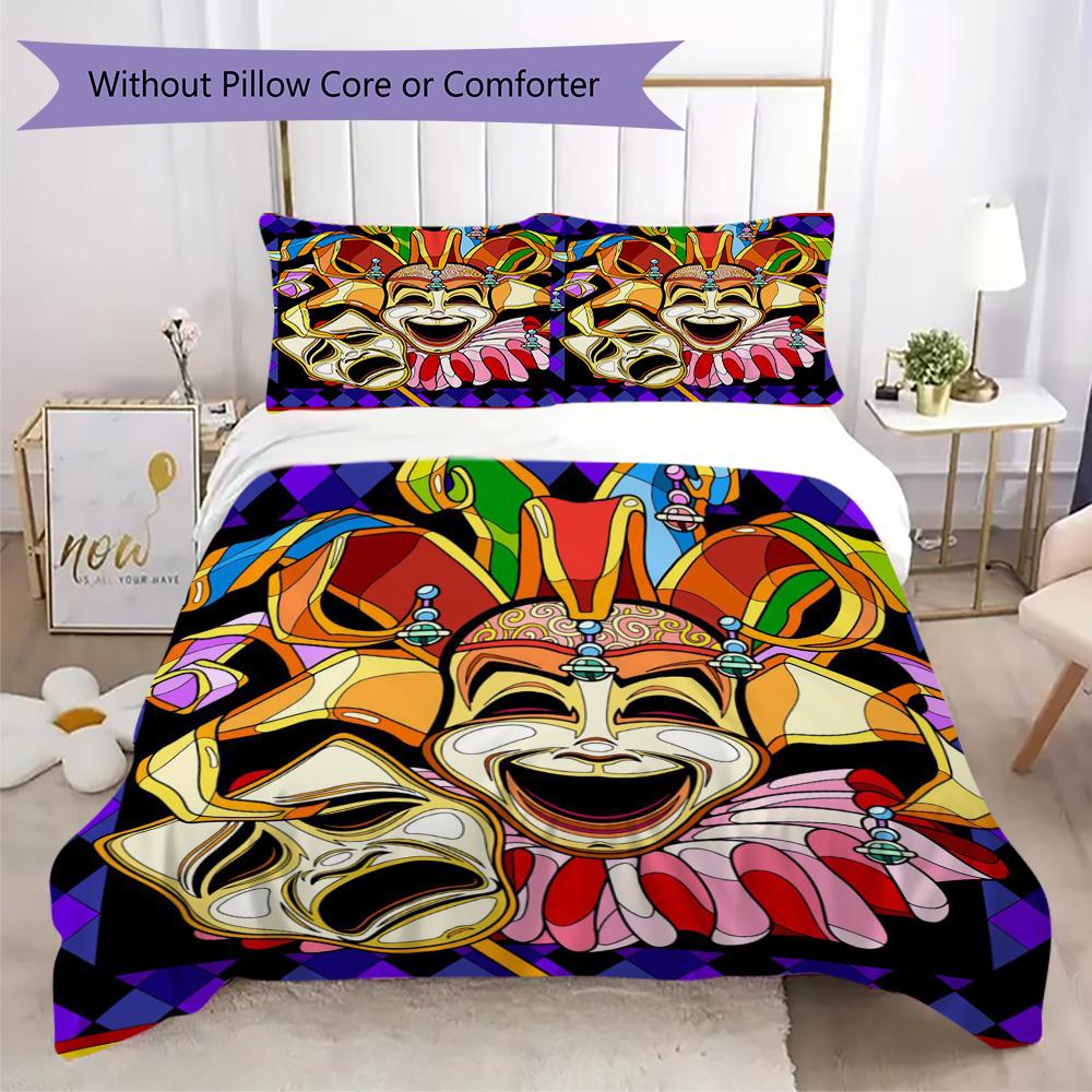Masquerade party print Pattern Bedding,Quilt Set Quilt Cover Pillowcase Home Birthday Gift (1*duvet cover+2*pillowcase,without core)ZSJT0917323