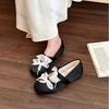 Women Shoes 2026 Spring New Fashion Comfortable Lncreased Lnternal Mary Jane Shoes Square Toe Lace Bow-knot Women's Ballet Shoes