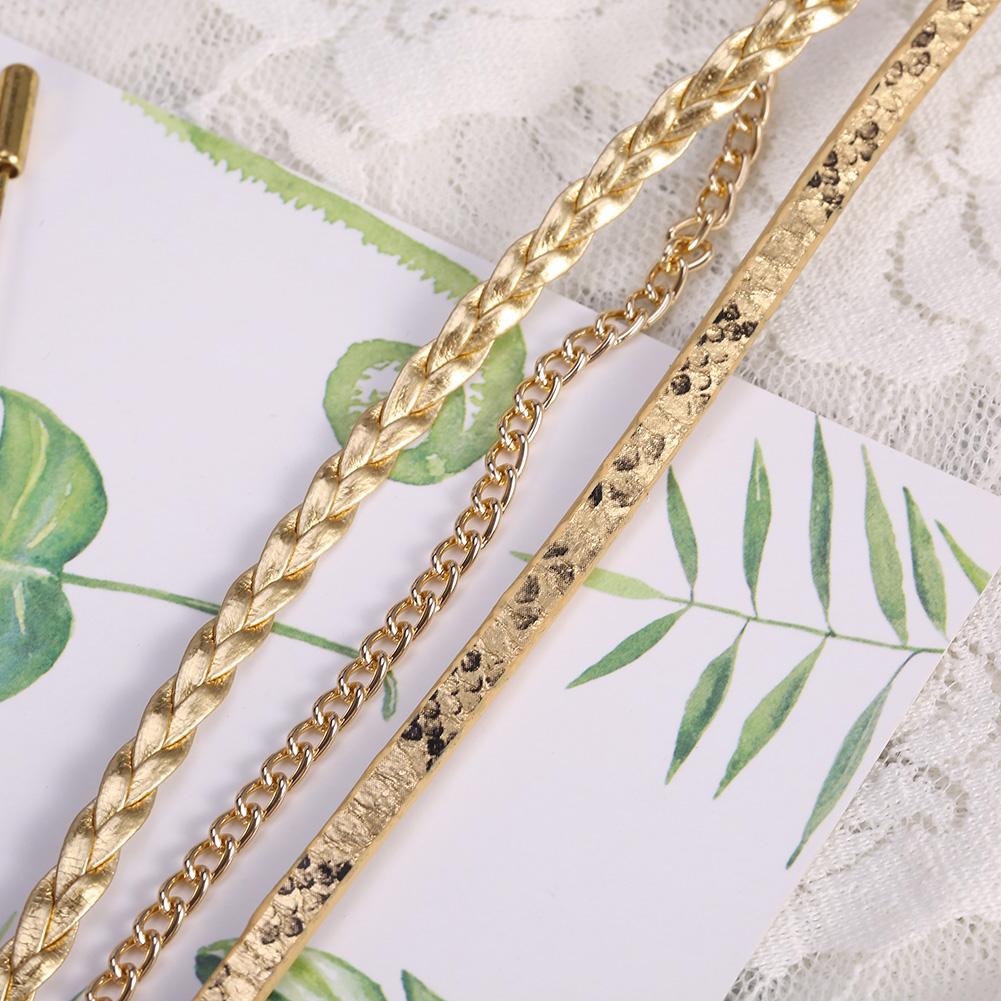 Women Braid Weave Bracelet Quartz Analog Round Watch Wristwatch(Gold)