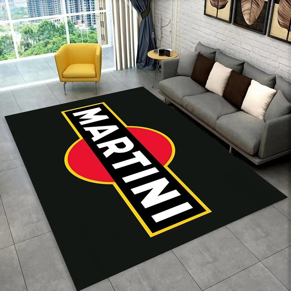 Martini Racing Carpet Mat Rug Blue Red Stripe Home Decoration Non-slip Durable Modern Living Room Floor Mat with Logo Design
