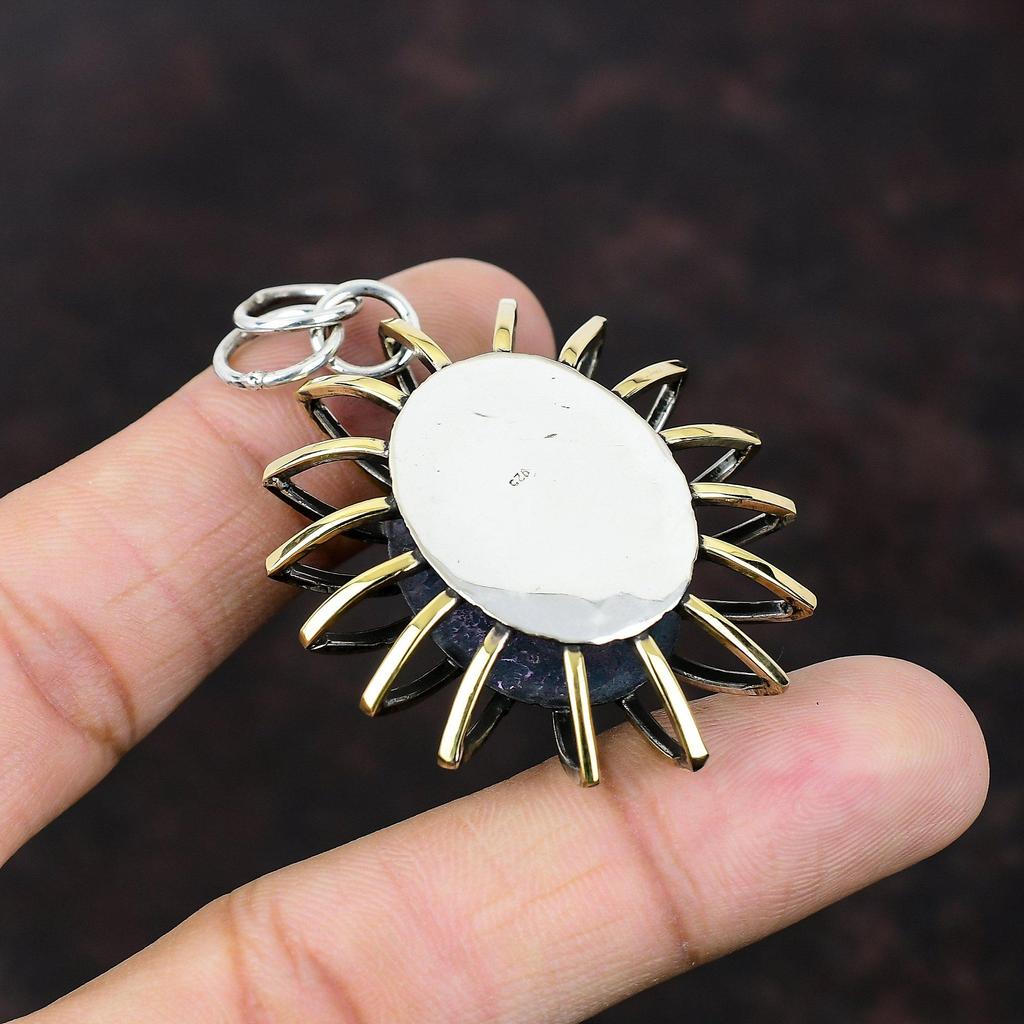 Tiger's Eye Pendant Handmade Jewelry 925 Sterling Silver Pendant 18K Gold Plated Pendant Cage Jewelry Antique Gemstone Pendant Gift For Wife