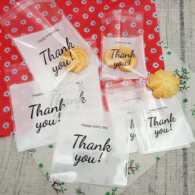 100pcs Self Adhesive Thank You Self Adhesive Bags Plastic Cookie Candy Bags Gift Bag  Candy