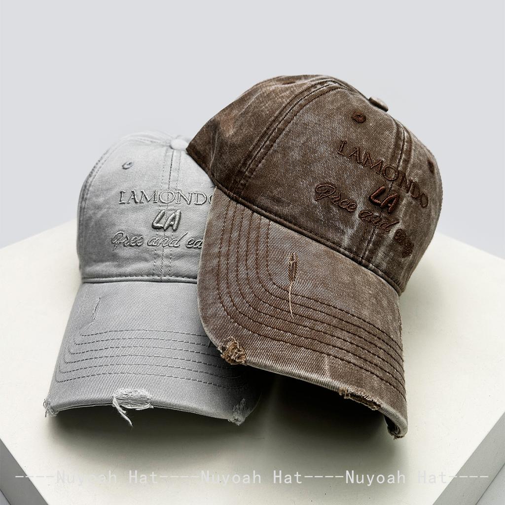 And Women Broken Style Embroidered Letter Prints Baseball Caps Bandhnu Sun Protection Street Style All-Match Distressed Peaked Hats Trendy Ins