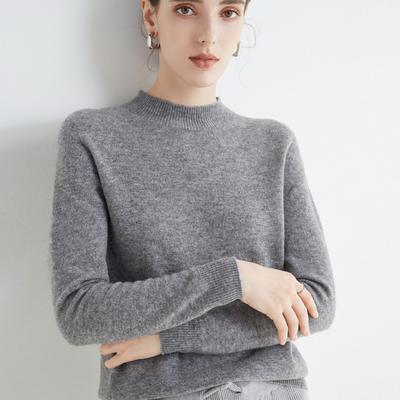 Autumn Winter Solid Mock-neck Pullover Sweater for Women Casual Knitwear Female Clothing Soft Tops