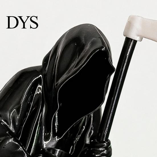 Dark Aesthetic Figurine 3D Printed Grim Reaper Statue with Coffee & Sickle, Gothic Desk Desktop Atmosphere Decoration Decor, Unique Art for