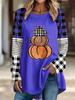 Plus Size Women's Halloween Pumpkin Long Sleeve T-Shirt for Autumn/Winter