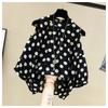Women's New Summer Loose Top Polka-dot Off-shoulder Short-sleeved Chiffon Shirt