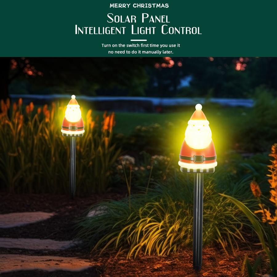 5PCs Solar LED Christmas Tree Ground Mounted Lamp Santa Claus Outdoor Atmosphere Garden Courtyard Landscape Decoration Lights