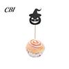 Halloween Cupcake Toppers 8 Pcs Toppers, Black Glitter Witch Hat Pumpkin Cake Topper Picks for Party Supplies, Birthday Decoration Dark