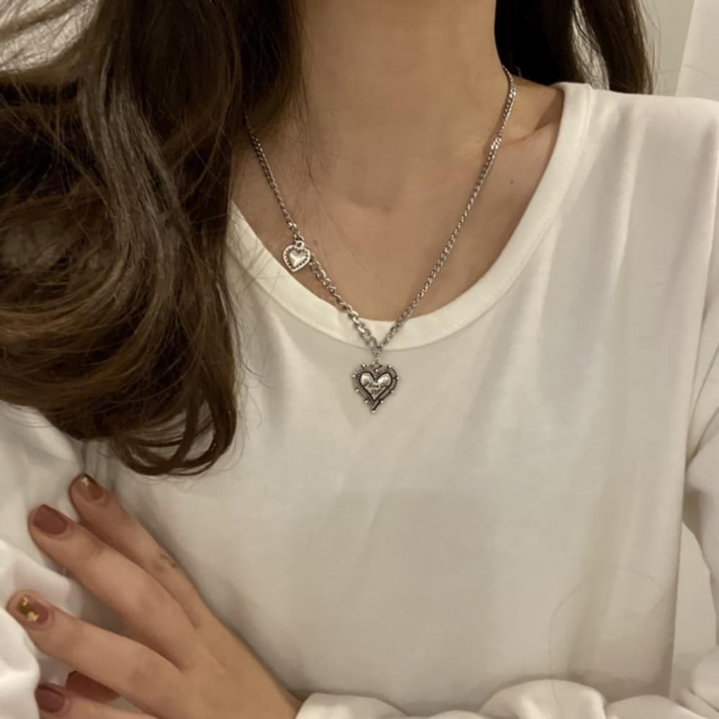Women's Layered Daily Heart-to-Heart Chain Necklace