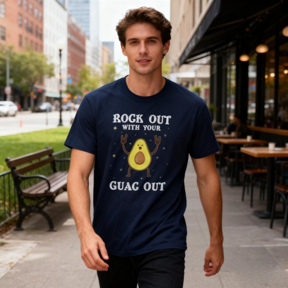 Rock Out with You Guac Out Avocado TShirt Guac Men Women TShirt Guacamole Shirt Vegetarianism Vegan Unisex Cotton Short Sleeve