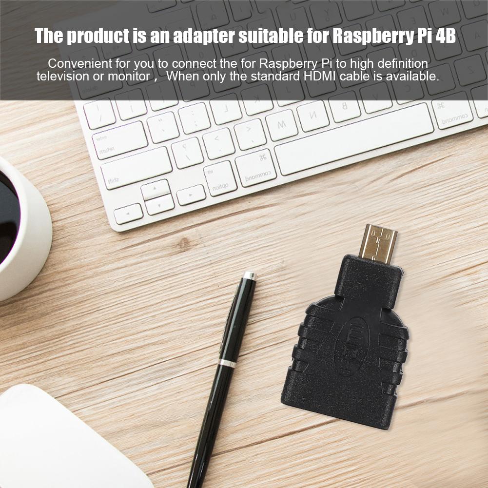 10 Pcs Black ABS Micro HDMI to HDMI Adapter Connector Support 1080P for Raspberry Pi 4B