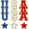 SUPERFINDINGS 12 Stück USA Buchstaben-Aufnäher Patriotischer Aufbügel-Aufnäher Stern-Bestickte Applikation Aufnäher Glitzer Rot Weiß Blau USA Chenille-Aufnäher für