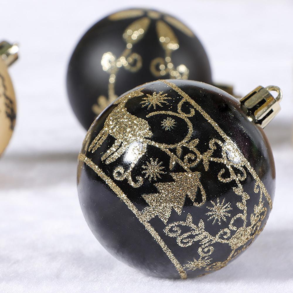6 Pcs/Box Christmas Ball Decoration Xmas Tree Hanging Pendant Ornament Hand-painted 6cm Black and White New Year Gifts