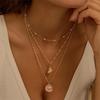 Imitation Pearl Shell Starfish Multi-Layer Necklace Summer Ocean Style Accessory Holiday Gift Daily Accessory