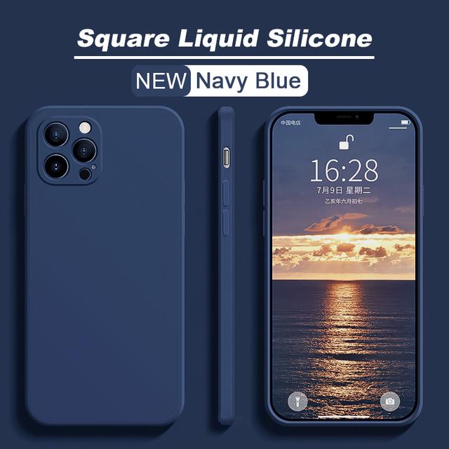 Square Liquid Silicone Phone Case For iPhone 14 Pro Max 13 11 12 Mini XR XS 7 8 Iphone 15 Pro Max Shockproof Back Cover