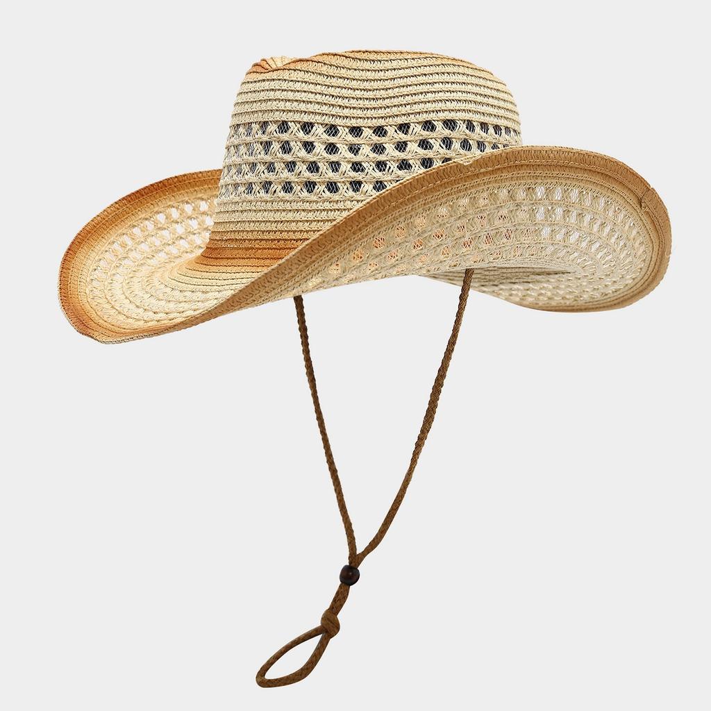 Hot Hollow Out Western Cowboy Summer Outdoor Sun Breathable Straw European and American Top Hat