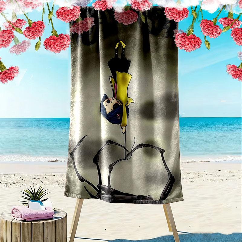 Coraline Print Beach Towel, Large Soft Quick Dry Towel for Beach Camping Swimming