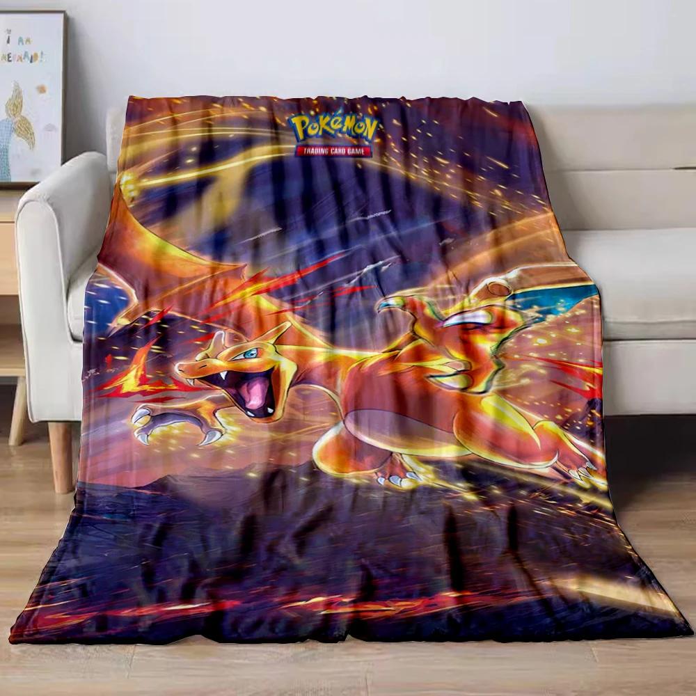 31 Style Anime Pokémon Charizard Cartoon Flannel Blanket for Sofa Home Sofa Student Blankets Children Student Nap Girl Kids Gift