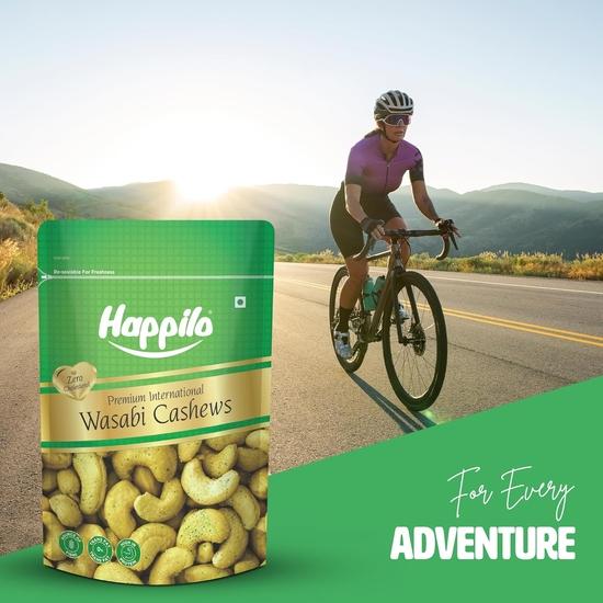 Happilo Premium International Wasabi Cashew 160g, Crunchy Texture, Rich In Fiber, Protein, Healthy Snacks