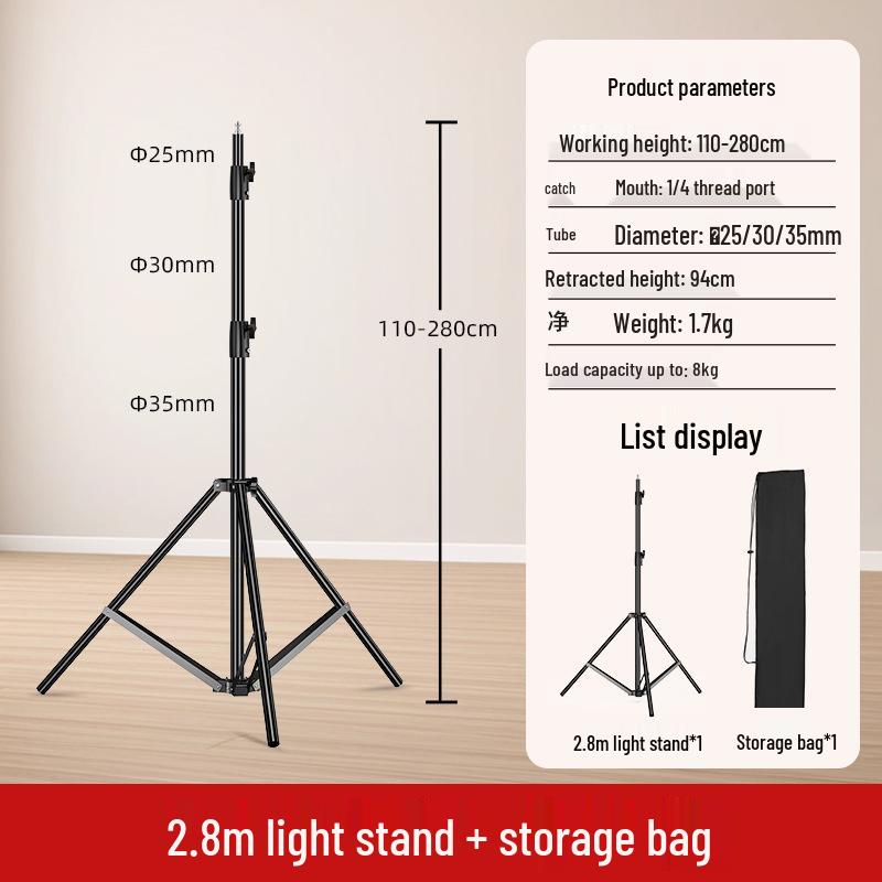 Reinforced 2.8m Stainless Steel Light Stand with Magic Legs for Flash Photography