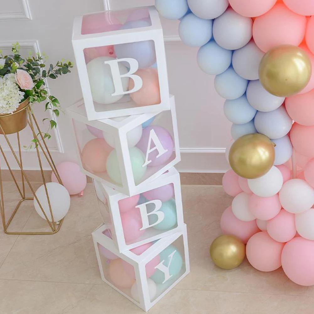 Runtow 1pc 25cm Transparent Letter Box ,Birthday Wedding Custom Name Balloon Box ,1st Birthday Party Decorations, Baby Shower