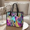Fashion Colorful Leopard Print Tote Bag Casual Large Capacity Portable Shoulder Handbag for Daily Use