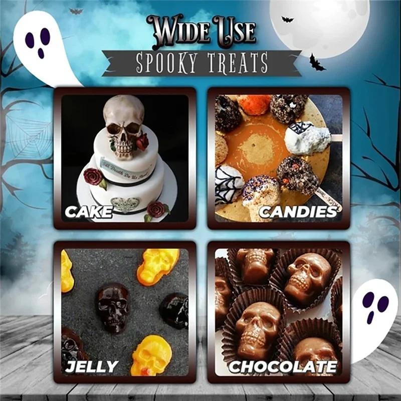 Halloween Skull Silicone Mold Cake Decoration Liquid Fondant Silicone Mold Diy Skull Shape Mold Halloween Party Supplies