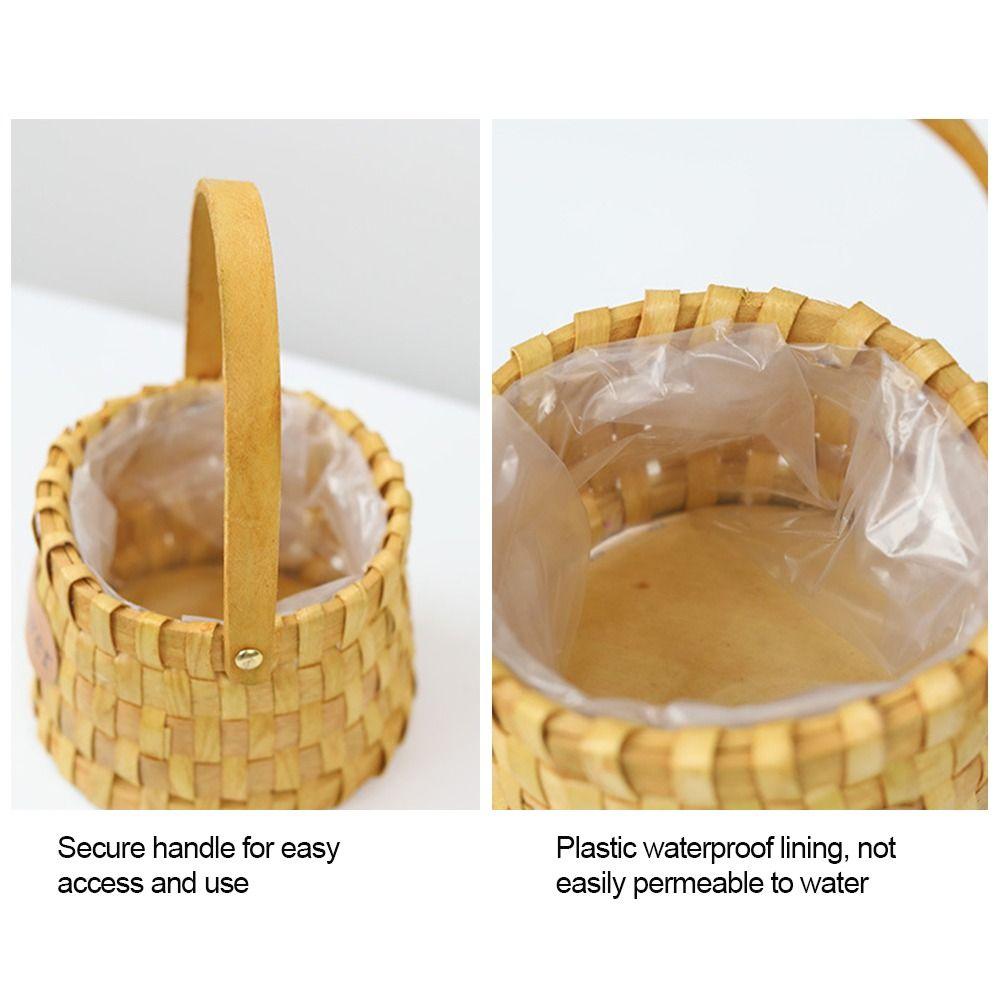 Mini Miniature Dollhouse Basket Handmade Fashion Hand Woven Basket DIY Paper Vine Handheld Flower Basket