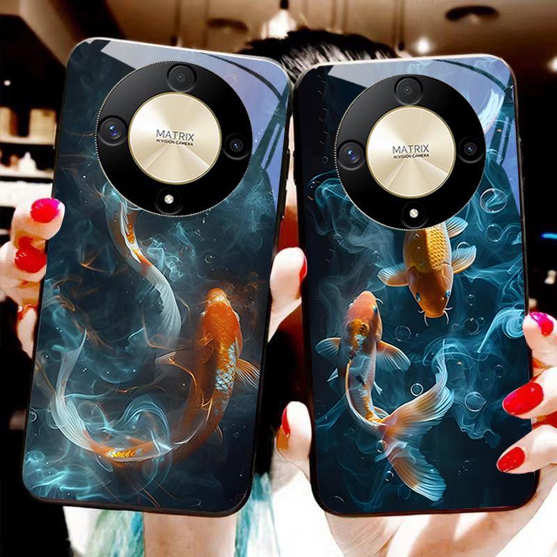 Funda de Cristal Templado para Teléfono Chino Wind Fish Para Honor Magic 6 50 70 90 Lite X7b 200 Pro Nova 10 Nova 5T X6 P30 Pura 70 Ultra