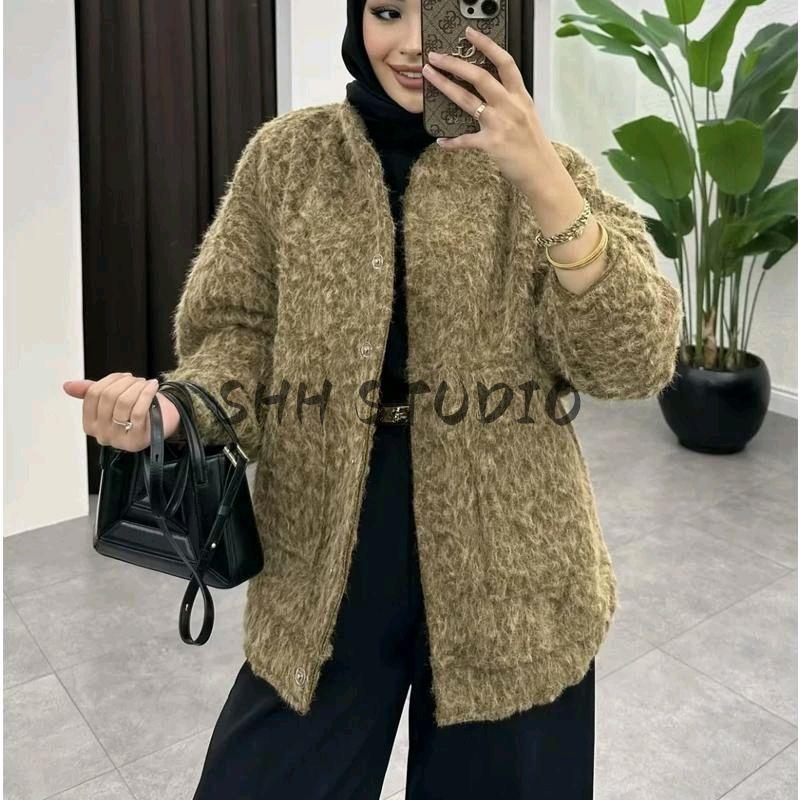 25 Spring New Women's Clothing Fashion Style round Neck Long Sleeves Large Loose Pockets Single Breasted Short Jacket