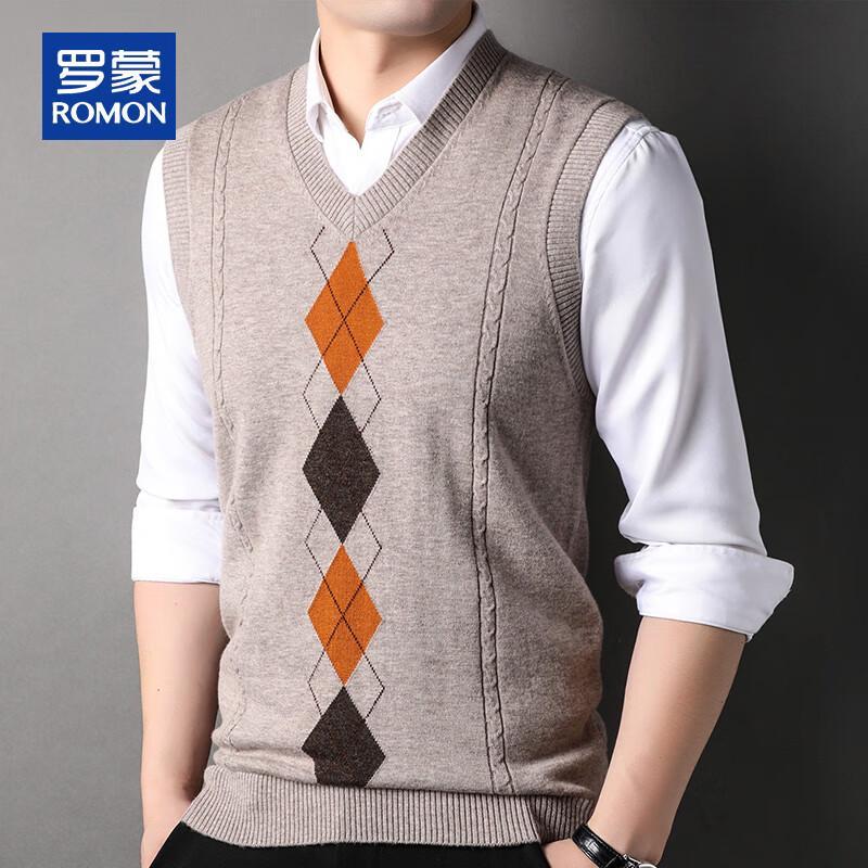 

Romon Men s 100% Pure Wool V-Neck Sleeveless Vest 2XL