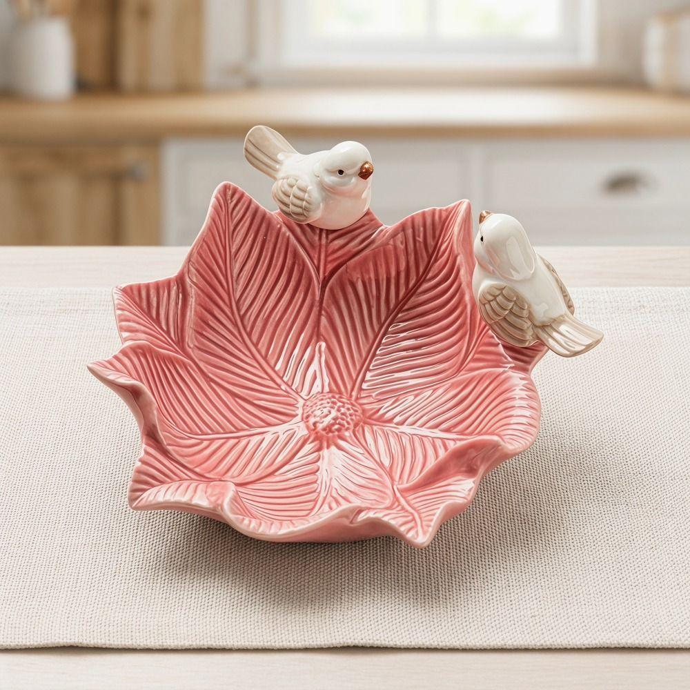Bird Design Flower Storage Dish Multipurpose Table Decoration Bowl Jewelry Holder Case Ornaments Ceramic Vanity Tray